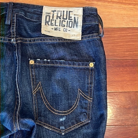 🌸 True Religion Avery Distressed Button Fly Jeans Size 25/35 Long USA - Picture 9 of 12